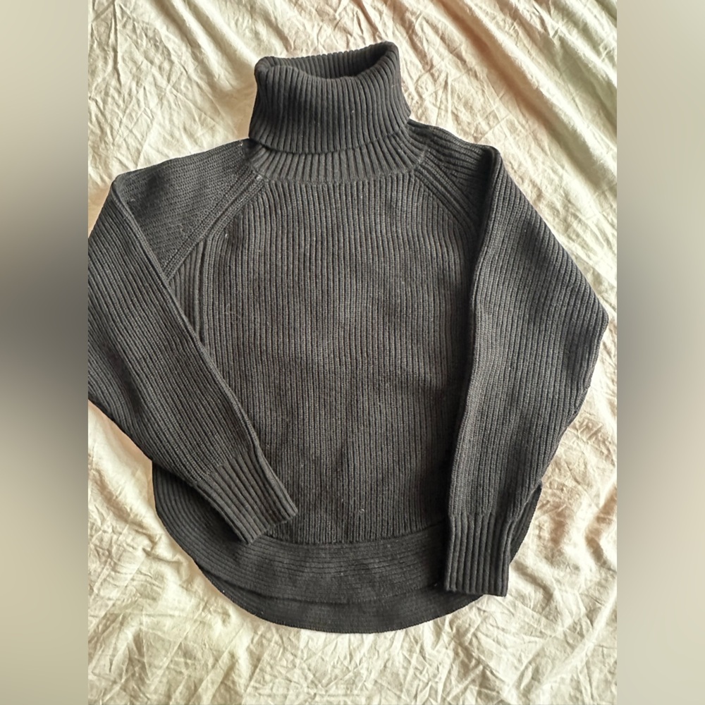 Aritzia Wilfred Free Ribbed Turtleneck Sweater Black XS High Neck Knit Pullover